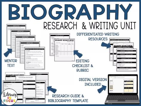 Biography Report Template, Biography Book Report Template, Biography Book Report, Homeschool Units, Biography Writing, Observational Learning, Biography Report, Social Learning Theory, Biography Template