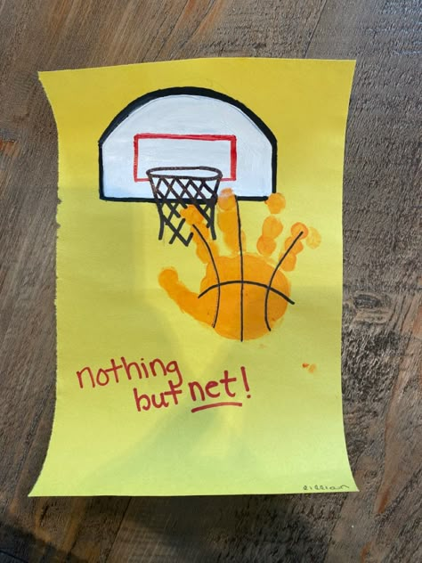 Basketball Footprint Art, Infant Sports Activities, Sports Handprint Art, Exercise Crafts For Preschool Art Projects, Sports Activities For Infants, Sports Infant Art, Sports Art For Infants, Sports Week Preschool Crafts, Sport Art Activities For Preschool