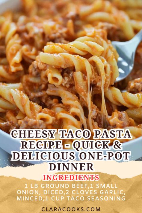 Cheesy Taco Pasta Recipe - Quick & Delicious One-Pot Dinner Taco Pasta Recipe, Cheesy Taco Pasta, Taco Pasta Recipes, Dinner Quick, Pizza Salad, Easy Pasta Dinner, Cream Pasta, Taco Pasta, Simple Green Salad