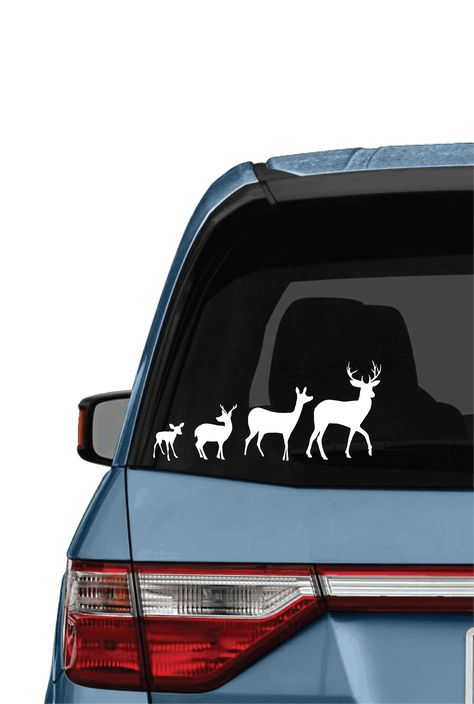 how to make a car decal, farmhouse rustic svg free deer family Cricut Car Decals, Cricut Sticker Paper, Window Decals Car, Family Car Stickers, Decal Business, Family Decals, Custom Car Decals, Decals Cricut, Diy Decals