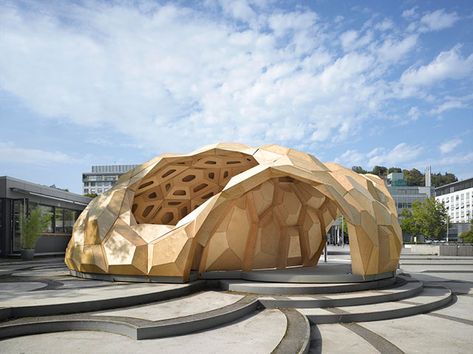 ICD:ITKE Research Pavilion / Oliver David Krieg, Boyan Mihaylov Parametric Architecture, Wooden Structure, Digital Fabrication, Parametric Design, Timber Cladding, Geodesic Dome, Organic Architecture, Shade Structure, Futuristic Architecture