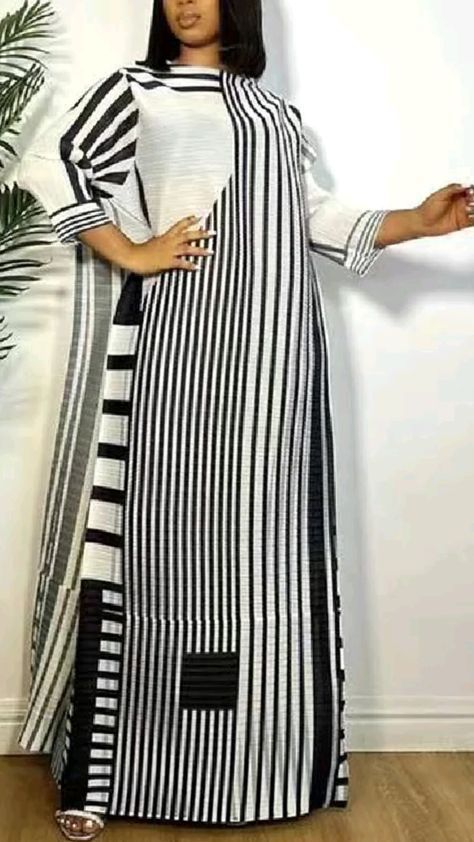 $60.55 | ANLAN Miyake Pleated Stripe Dress Fashion Relaxed Party Temperament Maxi Long Dresses 2024 Summer New Elegant Women's Clothing Musical Dress, Trends 2025, Indie Dresses, Outfits Retro, Summer Trends Outfits, Glamour Dress, Dresses 2024, Stripe Dress, African Fashion Dresses