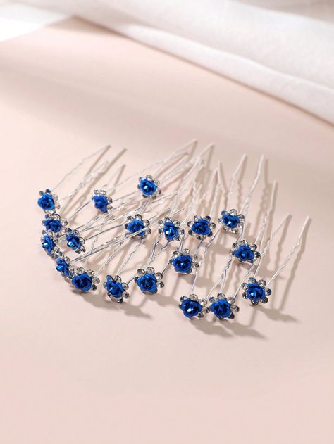 Royal Blue  Collar  Iron   Embellished   Women Accessories Royal Blue Prom Accessories, Royal Blue Hair Accessories, Elegant Blue Hair Accessories For Formal Occasions, Royal Blue Accessories, Dark Blue Hair Accessories, Sapphire Hair Pin, Clothes Fancy, Clip For Hair, Royal Blue Hair