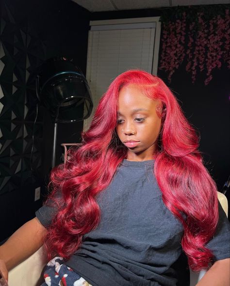 Red Hair Sew In Weave Middle Part, Red Side Part Sew In, Side Part Quick Weave Red Hair, Red Sew In Closure, Red Leave Out Quick Weave, Burgundy Leave Out Sew In, Burgundy Side Part Quick Weave, Red Sew In Hairstyles, Red Hair Sew In Weave