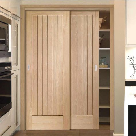 Thruslide Suffolk Oak 2 Door Wardrobe and Frame Kit - Lifestyle Image.    #slidingdoors #wardrobe Fitted Wardrobe Doors, Wardrobe Sliding Doors, Wardrobe With Sliding Doors, Sliding Doors Internal, Wardrobe Sliding, Bedroom Built In Wardrobe, Wooden Sliding Doors, Internal Sliding Doors, Wardrobe Door Handles