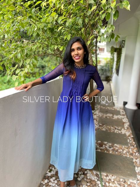 Double shade georgette kurthi ,price : 1390 ♥️ For orders visit our website www.silverladyboutique.com #silverladyboutiqe #kochi Double Shade Dress, Shaded Dress, Georgette Dress, Dress Store, Kochi, Ladies Boutique, Women Dress, Things To Wear, Saree