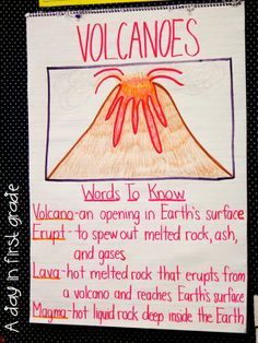 volcano anchor chart - Google Search Volcano Science Projects, Aesthetic Science, Volcano Projects, Volcano Activities, Words To Know, Science Logo, Projects Science, Facts Science, Science Aesthetic