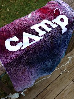 Camping Craft: Spray Bottle Tye Bottle Spray Bottle Tie Dye, Spray Tie Dye, Camping Craft, Reverse Tie Dye, Tie Dye Shirts, Cub Scouts, Spray Adhesive, Camping Crafts, White Letters