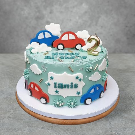 Cake for 2 years old boy with cars 🚗🚘🚙🛻 Cakes For 2 Year Boy, Birthday Cakes For 2 Year Boys, 2 Year Boy Birthday Cake, Birthday Cake For 2 Year Boy, Birthday Cake 2 Year Boy, Cake For 2 Year Boy, Second Birthday Cake Boy, Cake For 1 Year Boy, Baby Boy Birthday Cake 1 Year