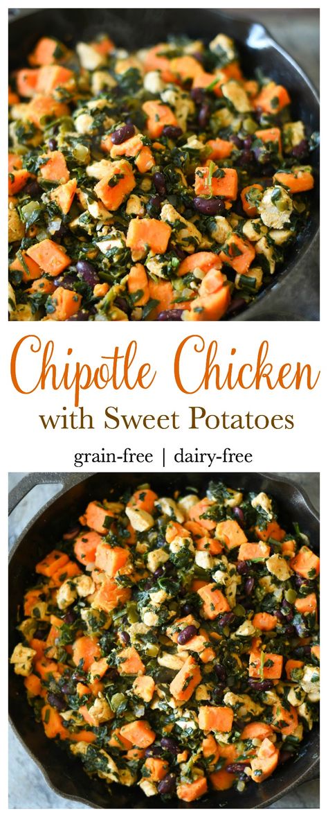 Chipotle Chicken with Sweet Potatoes - MamaShire Trim Healthy Mama Dinner, Dairy Free Meals, Chicken With Sweet Potatoes, Grain Free Dinner, Trim Healthy Mama Diet, Dairy Free Lunch, Thm Dinner, Trim Healthy Momma, Meals Dinner