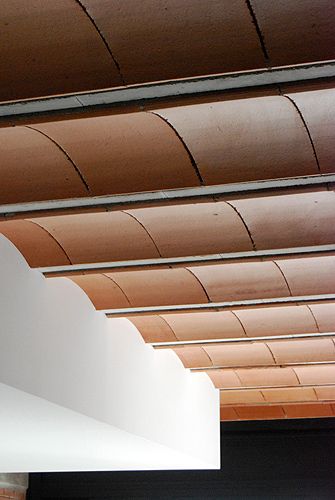 Load Bearing Wall, Ceiling Detail, Dry Stone Wall, Terracotta Tiles, Ceiling Panels, Ceiling Tiles, Garden City, False Ceiling, Vaulted Ceiling