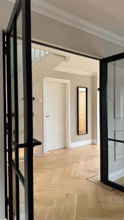 One of my most asked questions are about our internal doors 🚪 They are the Liberty 4 Pane Black Clear Glass Door from @directdoors - we… | Instagram Black Glass Doors, Crittall Doors, Internal Glass Doors Living Rooms, Black Glass Door, Crittal Internal Door, Internal Black Glass Doors, Black Internal Doors, Black Glass Internal Door, Black And Glass Internal Doors