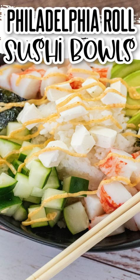 Philadelphia Roll Sushi, Philadelphia Roll, Sushi Bowl Recipe, Sushi Bowls, Sushi Recipes Homemade, Roll Sushi, Healthy Bowls Recipes, Prep Lunch, Homemade Sushi