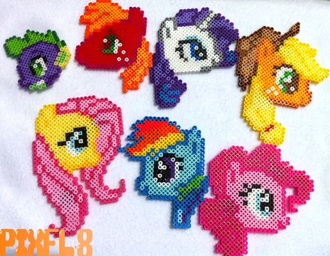 Large MLP heads by seethecee on DeviantArt Hamma Beads Ideas, Perler Designs, Bead Templates, Melty Bead Patterns, Perler Bead Projects, Fuse Bead Patterns, Art Perle, Hama Beads Design, Perler Art