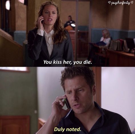 [Psych scene edit] Juliet O'hara Juliet Ohara, Psych Funny, Psych Tv Show, Shawn And Juliet, Psych Memes, Psych Quotes, Shawn And Gus, James Roday, Psych Tv