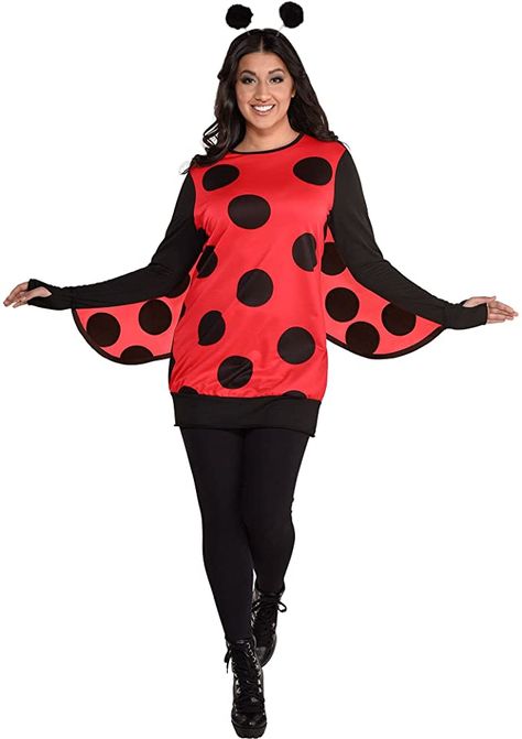 Amazon.com: amscan Love Bug Halloween Costume for Women, Standard Size, Includes Headband, Tunic with Spotted Wings : Clothing, Shoes & Jewelry Love Bug Costume, Bug Costume, Ladybug Costume, Role Play Costume, Red Polka Dot Dress, Red Tunic, Love Bug, Halloween Costume Accessories, Costume Themes