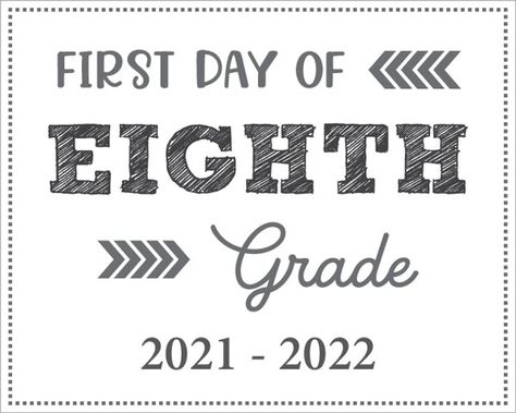 First Day of 8th Grade Sign Printable | Back to School First Day Printable, First Day Of 7th Grade, Tenth Grade, Ninth Grade, 11th Grade, School Coloring Pages, Back To School Kids, School Printables, Seventh Grade