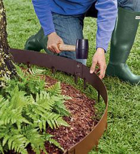 Metal Lawn Edging, Corten Steel Garden, Metal Garden Edging, Steel Garden Edging, Landscape Edging, Lawn Edging, Garden Shrubs, Front Yard Landscaping Simple, Tree Rings