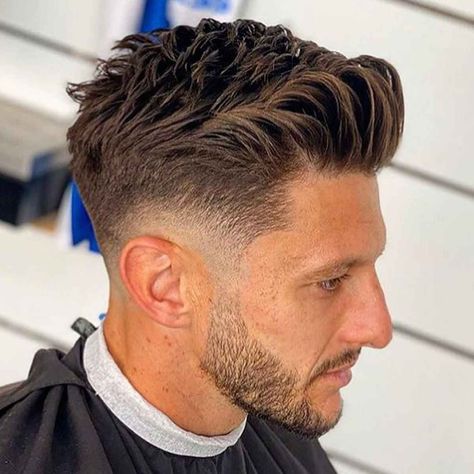 Quiff Fade For Men, Mens Low Skin Fade, Mens Haircut Longer On Top Short On Sides, Quiff With Fade, Gentalmen Hairstyle, Low Shadow Fade, Mens Hairstyles With Beard 2023, Mens Short Quiff Hairstyles, Mens Quiff Haircut