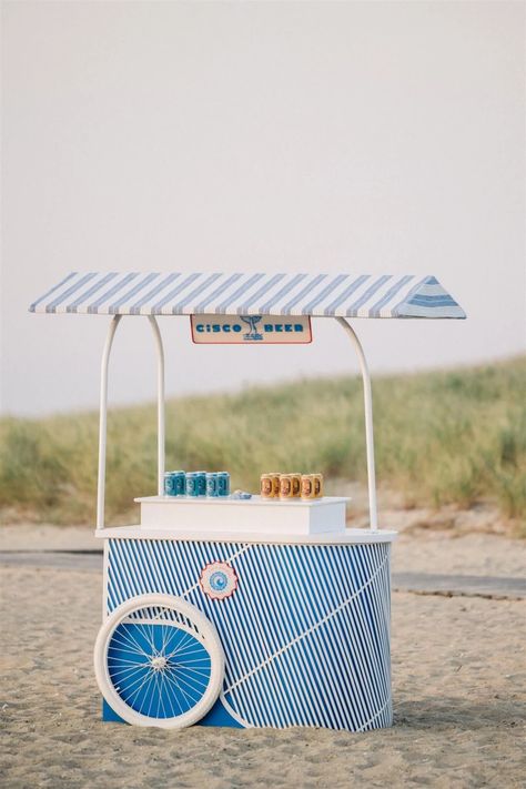 Wedding Welcome Party in Nantucket | The Lynden Lane Co Red And White Party, Sailing Party, Beach Party Decor, Party On The Beach, Wedding Welcome Party, Food Stall Design, Hamptons Beach, Nantucket Wedding, Stall Design