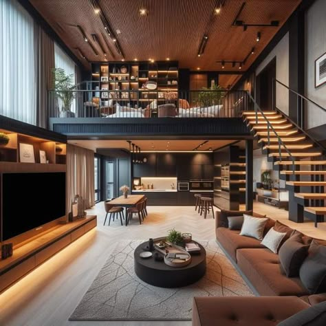 Mezannine Loft Interior Design, Mezanine Interior Design, Mezanine Interior, Loft Interior Design Ideas, Mezzanine Floor Ideas, Mezzanine Floor Design, One Million Followers, Mezzanine Studio, Loft House Design