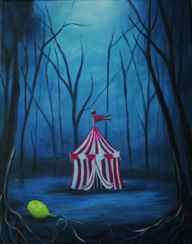 Goth Acrylic Painting Ideas, Diy Canvas Art Painting Ideas, Dark Paintings Creepy Easy, Creepy Painting Ideas, Discover Painting, Ideas Painting Canvas, Circus Painting, Dark Inspiration, Creepy Paintings