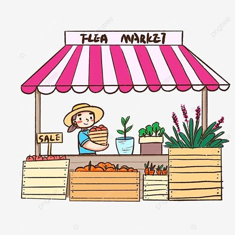 Vegetable Vendor Drawing, Market Economy Drawing, Market Illustration Street, Market Stall Drawing, Market Drawing Easy, Market Scene Drawing Easy, Shopping Cart Drawing, Stall Drawing, Shopping Doodles