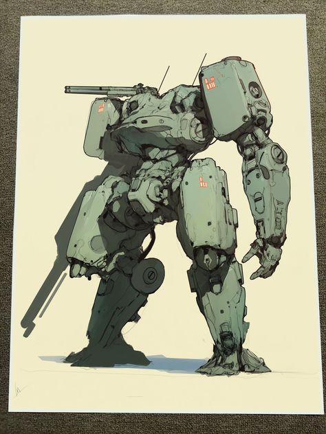 Hand made hand printed poster measures 18x24in Ships same day in a cardboard tube Let me know if I can help with anything else Robot Warrior, Cyborgs Soldier, Mecha Tanks, Robot Mechanics, Mecha Robot, Punk Design, Cool Robots, Power Armor, Concept Art Character