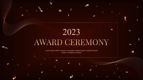 The Award Ceremony PowerPoint template is a visually stunning and engaging presentation template designed to make your company's award ceremony presentation memorable. The template consists of four slides with a unique color density variant, including brownish red, dark red, dark brownish, and black backgrounds. Each slide has glittering color effects, adding a touch to the The post Awards Ceremony PowerPoint Template appeared first on SlideBazaar. Award Ceremony, Company Branding, Red Dark, Color Effect, Powerpoint Design, Awards Ceremony, School College, Red Background, Presentation Template