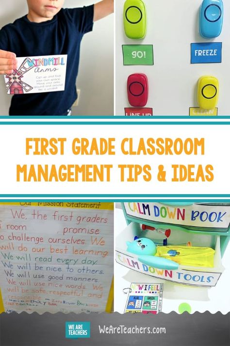 First Grade Tips And Tricks, Grade 1 Classroom Themes Ideas, First Grade Classroom Management, First Grade Classroom Decor, First Grade Classroom Set Up, 1st Grade Classroom Set Up, Classroom First Grade, Centers First Grade, Future Educator