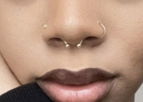 Two Nose Piercings, Nose Peircing, Septum Nose Piercing, Double Nose Piercing, Nose Piercing Ring, Cute Nose Piercings, Pretty Ear Piercings, Face Piercings, Nose Piercings