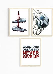 We are happy to represent our boys wall art for bedroom of 210 x 297 mm (A4 size). This set of 3 football pictures can make any boys bedroom look more comfortable, personalized and motivate your Man to work hard and never give up. Football Room Decor, Art Decor Bedroom, Football Bedroom, Football Decal, Wall Art Decor Bedroom, England Team, Teenage Boy Room, Football Posters, Boys Football