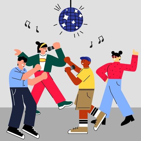 Vector vector karaoke party with group o... | Premium Vector #Freepik #vector Karaoke Party, Preppy Wallpaper, Flat Illustration, Illustrations Posters, Karaoke, Premium Vector, Graphic Resources, Singing, Design