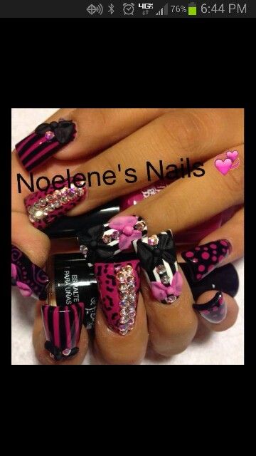 $35 00s Nails, Summer Nails Bright, Nails Bright, Manicure Nail Designs, Punk Nails, Duck Nails, Really Cute Nails, Nail Swag, Bling Acrylic Nails