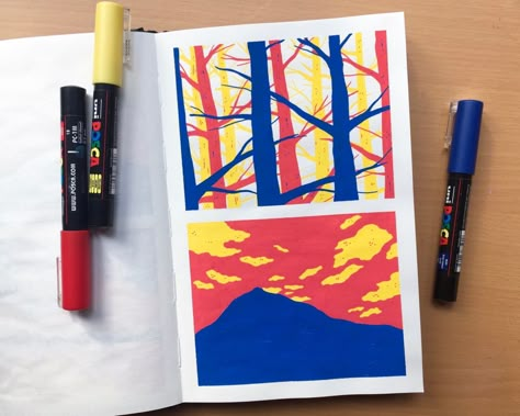 3 Color Illustration, Posca Pens Art Ideas Simple, Illustration Art Pen, Things To Draw With Posca Pens, Posca Pens Art Ideas, Posca Drawing Ideas, Posca Illustration, Posca Painting, Posca Marker Art