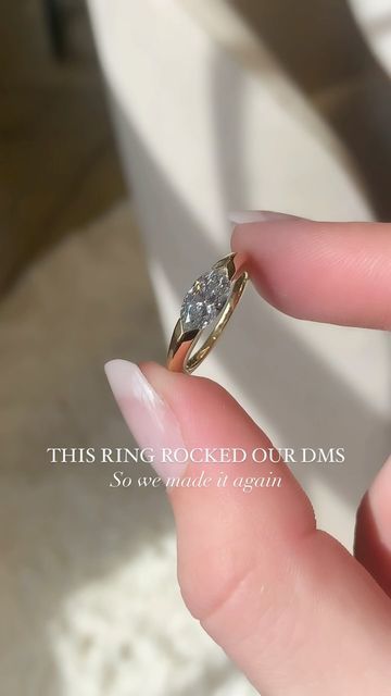 Frank Darling Custom Rings on Instagram: "Move aside, east-west marquise diamonds are having a moment.

We’re so happy to have remade this half bezel set marquise solitaire engagement ring a few times just so we get to see it again 🥹

Also currently loving the way this video showcases the improvement of our video content from May of this year to now 😂

The Ring:
* 1.01ct Marquise Lab Damond
* F Color, SI2
* 10.47 x 5.09 x 3.14mm
* 18k White Gold

#eastwestring #marquisediamond #marquiseengagementring #marquisecut #marquisecutdiamond #solitairering #solitaireengagementring #eastwestdiamond #engagementringideas #engagementringinspiration" East To West Bezel Engagement Ring, Marquise Solitaire Engagement Ring, Bezel Set Marquise, Frank Darling, Marquise Solitaire, Half Bezel Setting, Half Bezel, Engagement Ring Inspiration, Bezel Engagement Ring