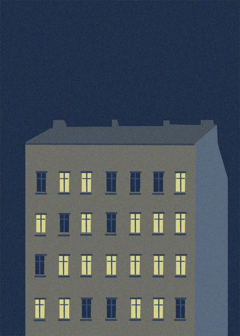 GIF Animation - Berlin house at night with lit windows Tonicprints Berlin House, Night Architecture, House At Night, Building Windows, Cartoon Building, Gif Illustration, Window Poster, Window Illustration, Animiertes Gif