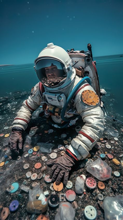 Spaceman floundering in the Great Pacific Garbage Patch - Garbage Patch Spacmen | OpenSea Great Garbage Patch, Pacific Garbage Patch, Great Pacific Garbage Patch, Marine Ecosystem, Well Well, Environmental Damage, Baby Bottles