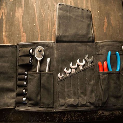 Roland Sands Design GTFO Tool Roll - Black Tool Roll Bag, Tool Bag Organization, Roland Sands Design, Roland Sands, Bike Tools, Tool Roll, Diy Bag Designs, Handlebar Bag, Bag Designs