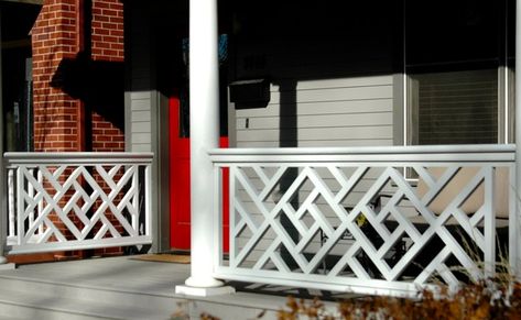 Chinese Chippendale Railing - DiamondTraditional, Denver Chippendale Railing, Porch Railing Designs, درج السلم, Front Porch Railings, Deck Railing Design, Grill Gate Design, Balcony Grill, Balcony Grill Design, Balcony Railing Design