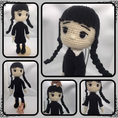 Wednesday Addams and Thing #wednesday #wednesdayaddams #addamsfamily #thing #black #gothic #crochet #crocheting #crochetaddict #crochetersofinstagram #crochetdoll #etsy #etsyshop #etsyseller #etsyuk #smallbusiness #handmadecrafts #beautywoolcreations Wednesday Addams And Thing, Thing Wednesday, Gothic Crochet, Addams Family, Wednesday Addams, Crochet Doll, Handmade Crafts, Etsy Seller, Etsy Shop