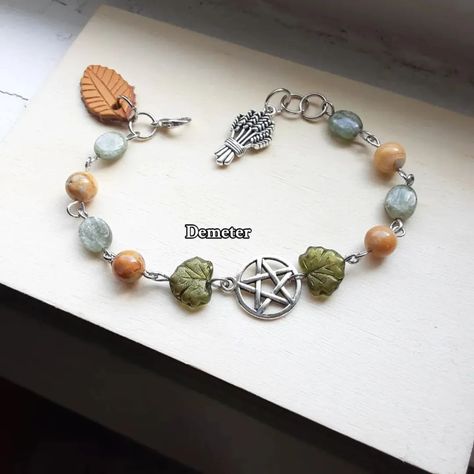 Deity dedication bracelets I make witchy style bracelets as well as deity bracelets, lots of styles and commissions are open! #bracelets #deity #deitytok #gemstonejewelry #commissionsopen #loki #fenrir #hermes #persephone #Dionysus #demeter Loki Fenrir, Witchy Designs, Witchy Style, Stone Bracelets, Witchy Fashion, Natural Stone Bracelets, I Design, Prayer Beads, Big Sale