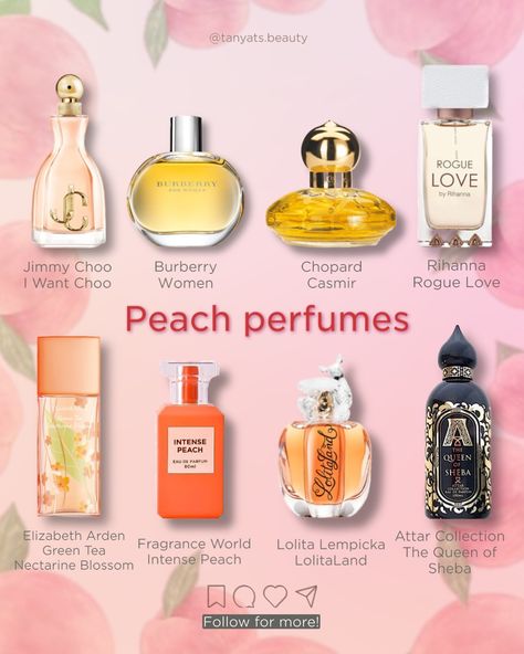 Peach Scented Perfume, Peach Perfume Fragrance, Jimmy Choo I Want Choo Perfume, How To Smell Like Peaches, Peach Scented Products, You Smell So Good, Perfume Closet, Peach Perfume, Jimmy Choo I Want Choo