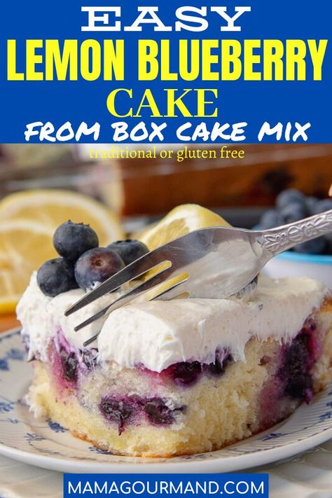 Box Mix Lemon Blueberry Cake, Cake Mix Lemon Blueberry Cake, Lemon Blueberry Crazy Cake, Lemon Blueberry Box Cake, Lemon Blueberry Cake With Box Cake, Lemon Cake Mix Recipes Blueberry, Lemon Blueberry Cake Recipes Using Cake Mix Boxes, Gluten Free Lemon Blueberry Cake, Blueberry Cake With Box Cake