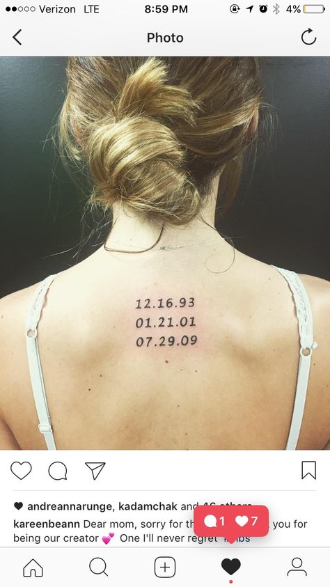 Date tattoos #siblings #famlove Sibling Date Of Birth Tattoo, Family Birthdate Tattoos, Family Birth Date Tattoo, Siblings Birth Year Tattoo, Roman Date Of Birth Tattoo, Date Tattoos, Dear Mom, Family Tattoos, 4 Photos