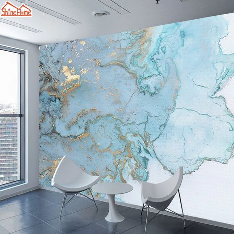 Marble Pattern Wallpaper, Murals For Living Room, Blue Mural, 3d Murals, Marble Wall Mural, 3d Wallpaper Living Room, Custom Photo Wallpaper, Kedokteran Gigi, Cheap Wallpaper