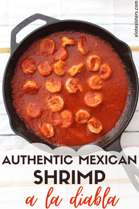 This authentic Mexican Shrimp a la diabla recipe is spicy and saucy. Made with guajillo peppers and Chiles de arbol, this shrimp recipe is an easy weeknight meal that's keto, gluten-free and low-carb. This makes for the perfect meal idea when you're craving authentic Mexican food. #shrimp #mexicanfood #diablasauce Shrimp Diablo Recipe Mexican, Camarones A La Diabla Recipe, Mexican Shrimp Recipes, Food Shrimp, Mexican Shrimp, Authentic Mexican Food, Meatless Main Dishes, Spanish Dishes, Easy Shrimp