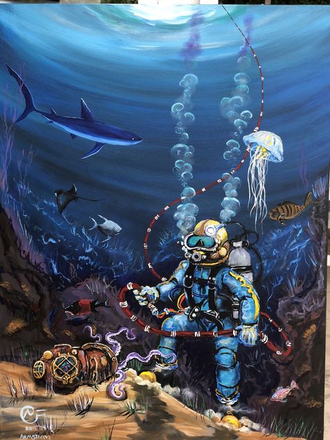 Deep Sea Diver Art, Dive Club, Diver Tattoo, Diver Art, Bioshock Art, Ballet Drawings, Navy Diver, Deep Space Sparkle, Deep Sea Diver