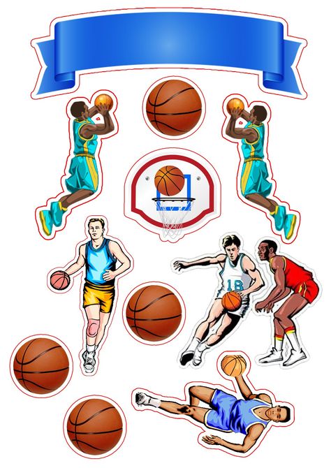 Toppers Basketball, Sports Cake Topper, Basketball Stickers, Diy Photo Booth Props, Cake Tart, Basketball Cake, Straight As, Happy Birthday Printable, Creative School Project Ideas