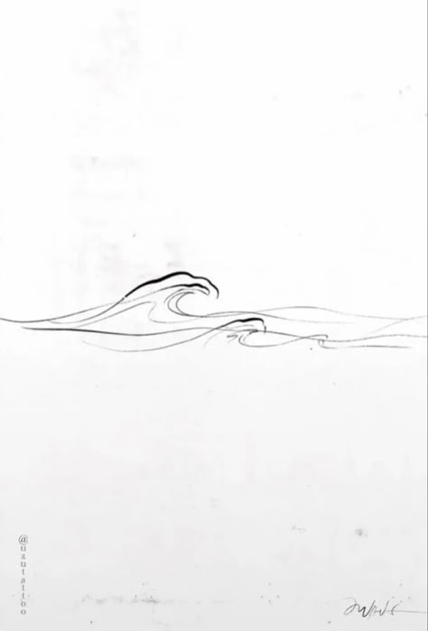 Self Soothing Tattoo, Single Needle Wave Tattoo, Line Art Waves Tattoo, Subtle Ocean Tattoo, Fine Line Wave Tattoo Ideas, Wave Tattoo Unique, Ocean Wave Line Drawing, Unique Water Tattoos, Water Bracelet Tattoo